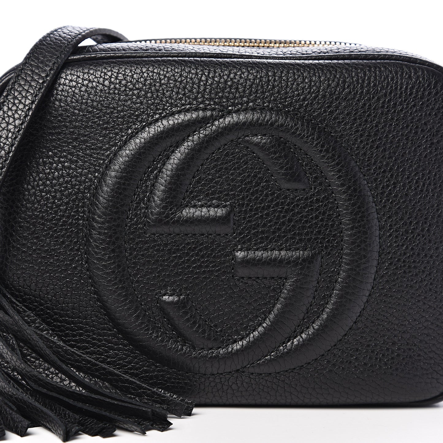 Pebbled Calfskin Small Soho Disco Bag Black