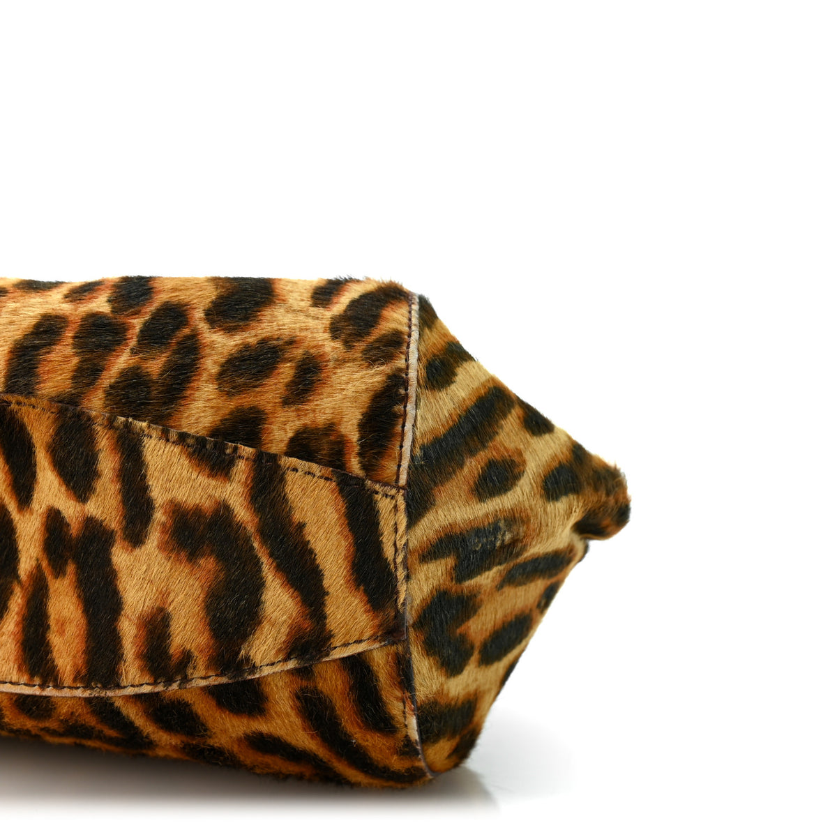 Pony Hair Leopard Print Diva Logo Shoulder Bag Red