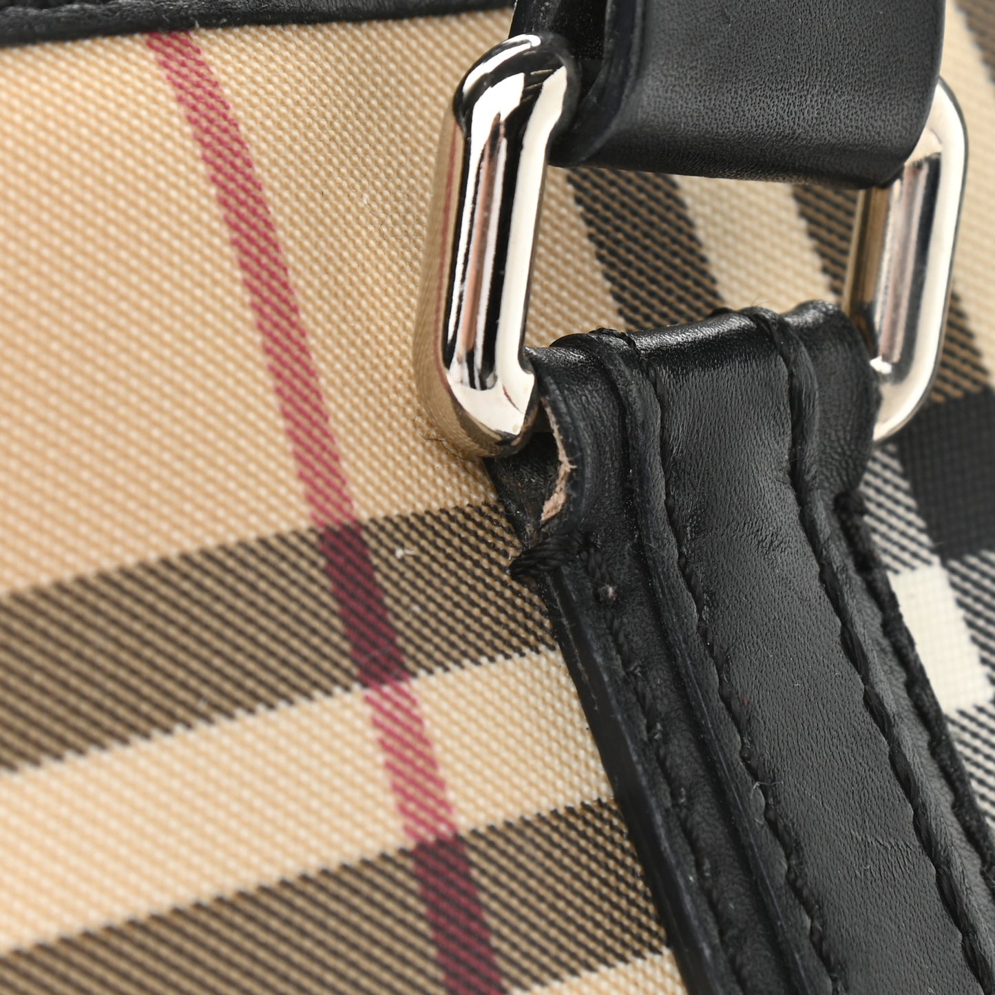 House Check Buckle Tote Black
