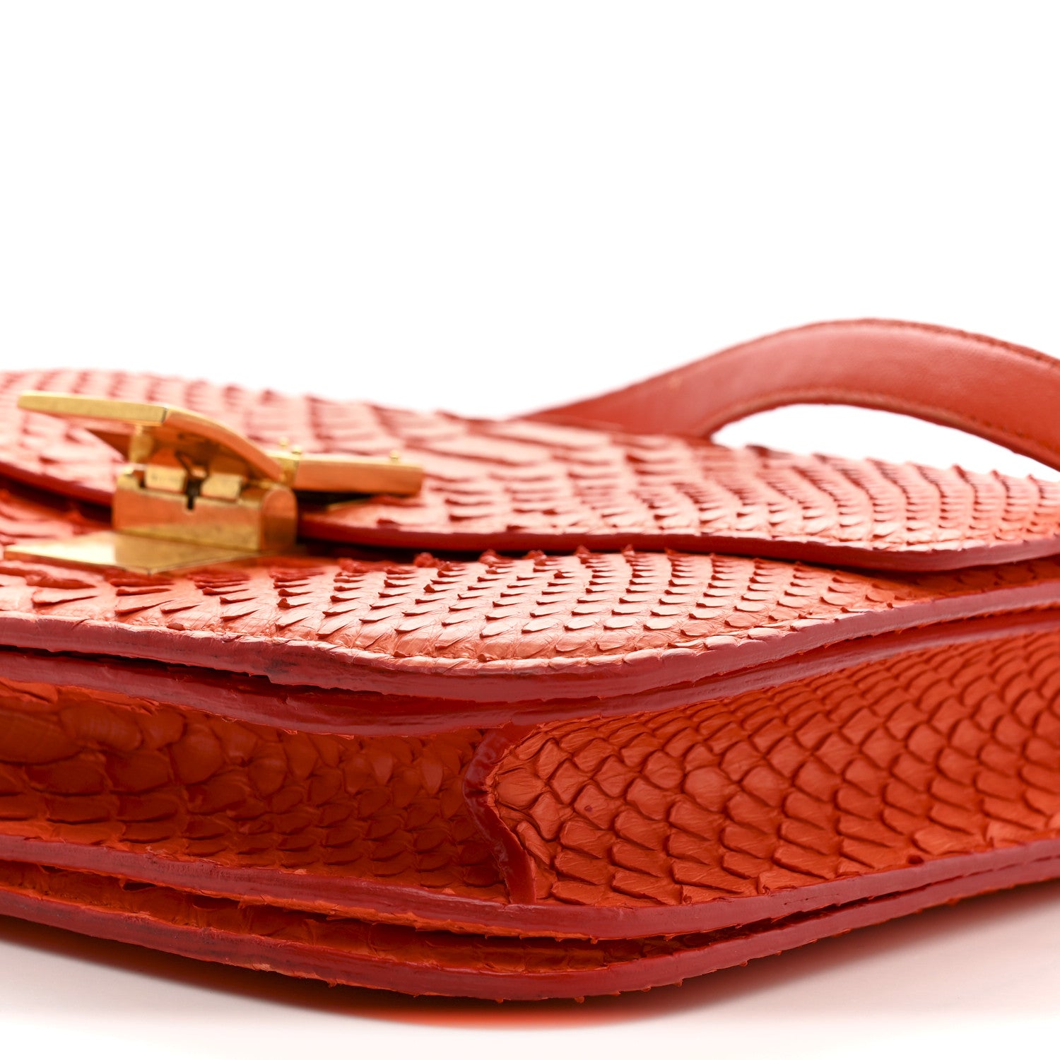 Celine Snakeskin Classic Box Flap Orange 10 of 24
