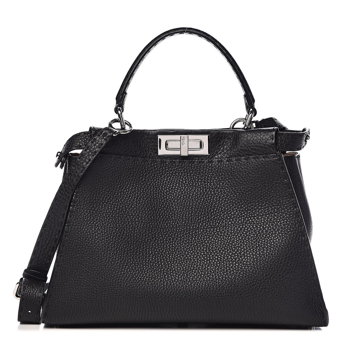 Cuoio Romano Selleria Bi-Color Medium Peekaboo Iconic Satchel Black Mou