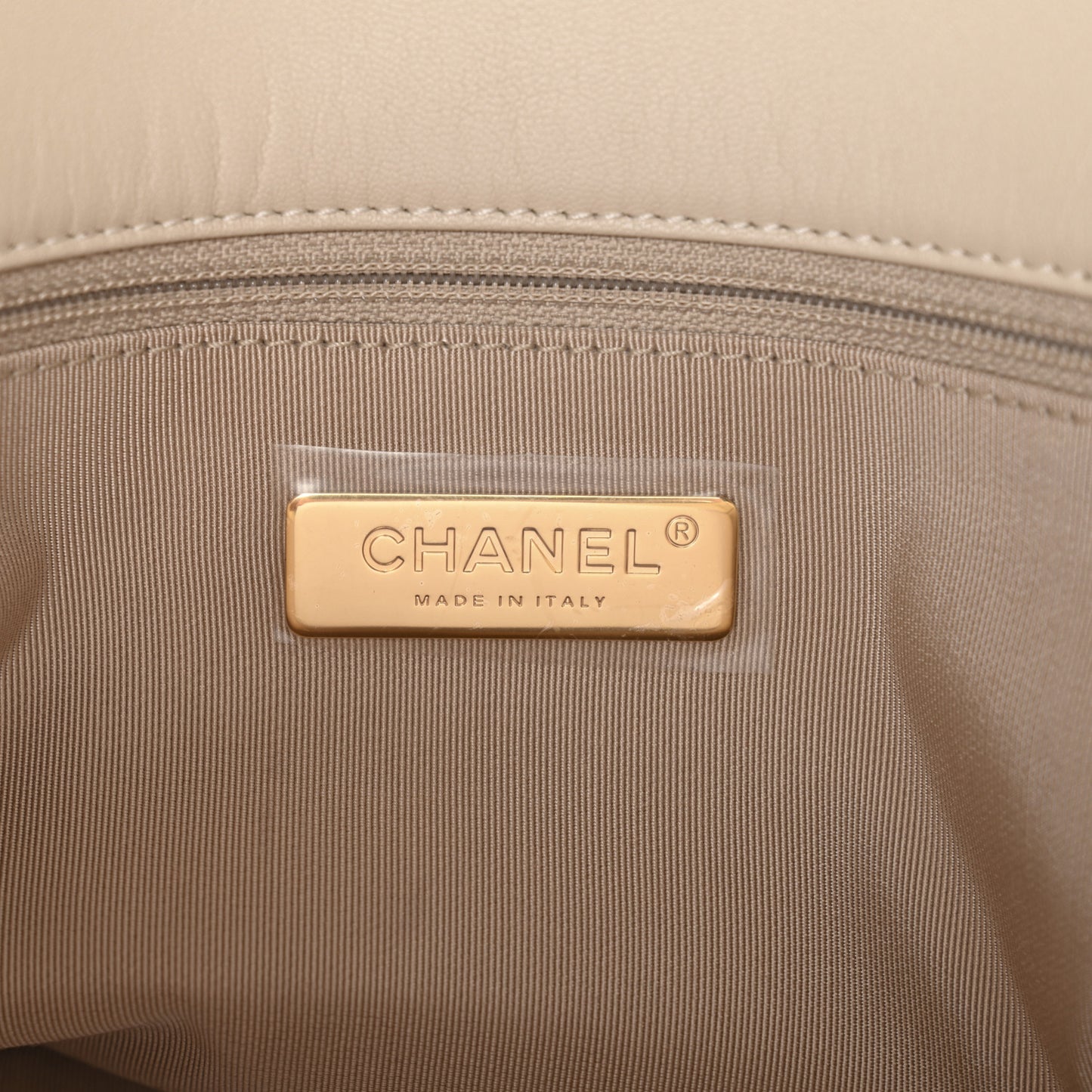 Goatskin Quilted Maxi Chanel 19 Flap Beige