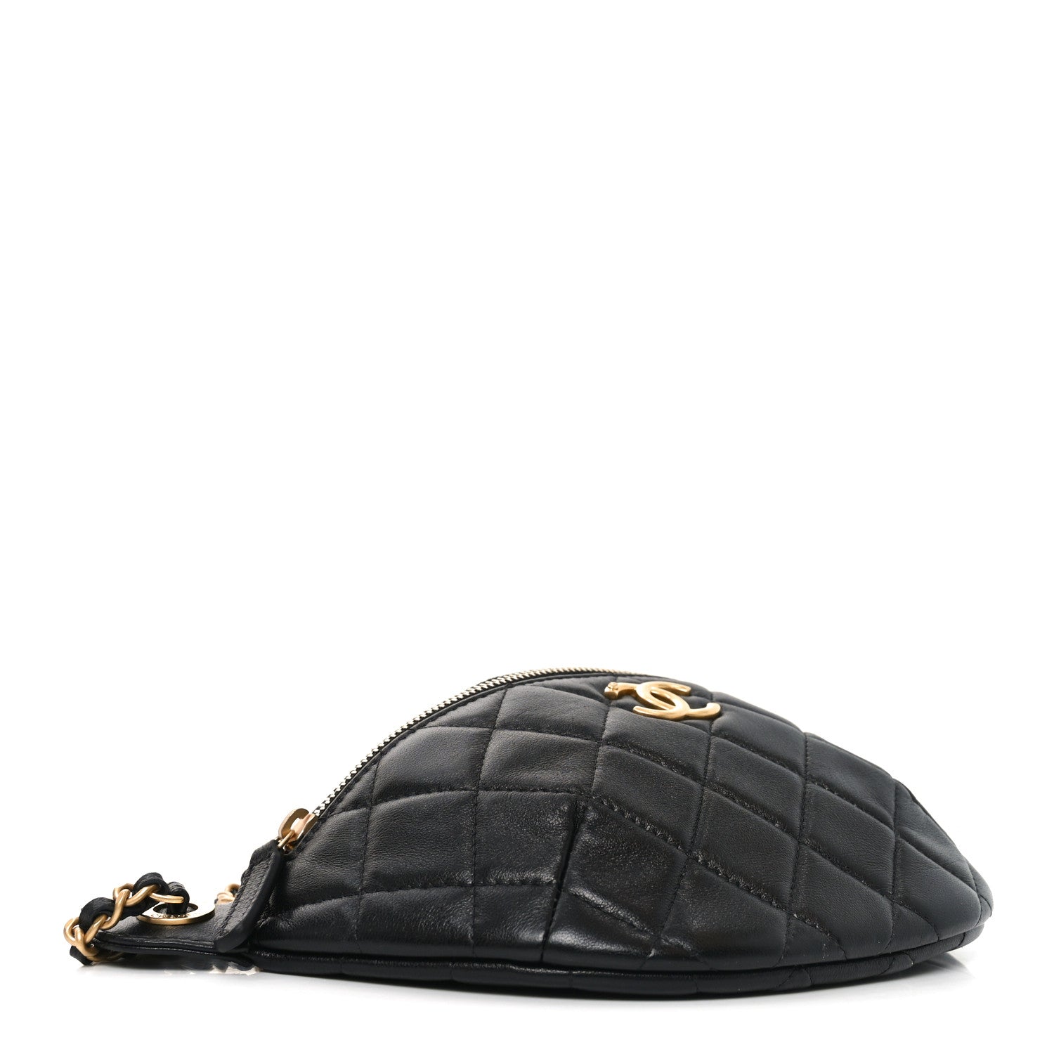 Chanel Shiny Lambskin Quilted CC Slide Waist Bag Fanny Pack Black 3 of 10
