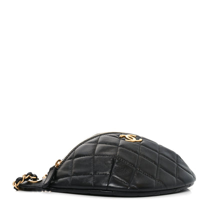 Chanel Shiny Lambskin Quilted CC Slide Waist Bag Fanny Pack Black 3 of 10