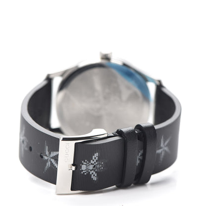 Gucci Stainless Steel Calfskin 38mm G-Timeless Bee Star Hologram Quartz Watch Black 3 of 5