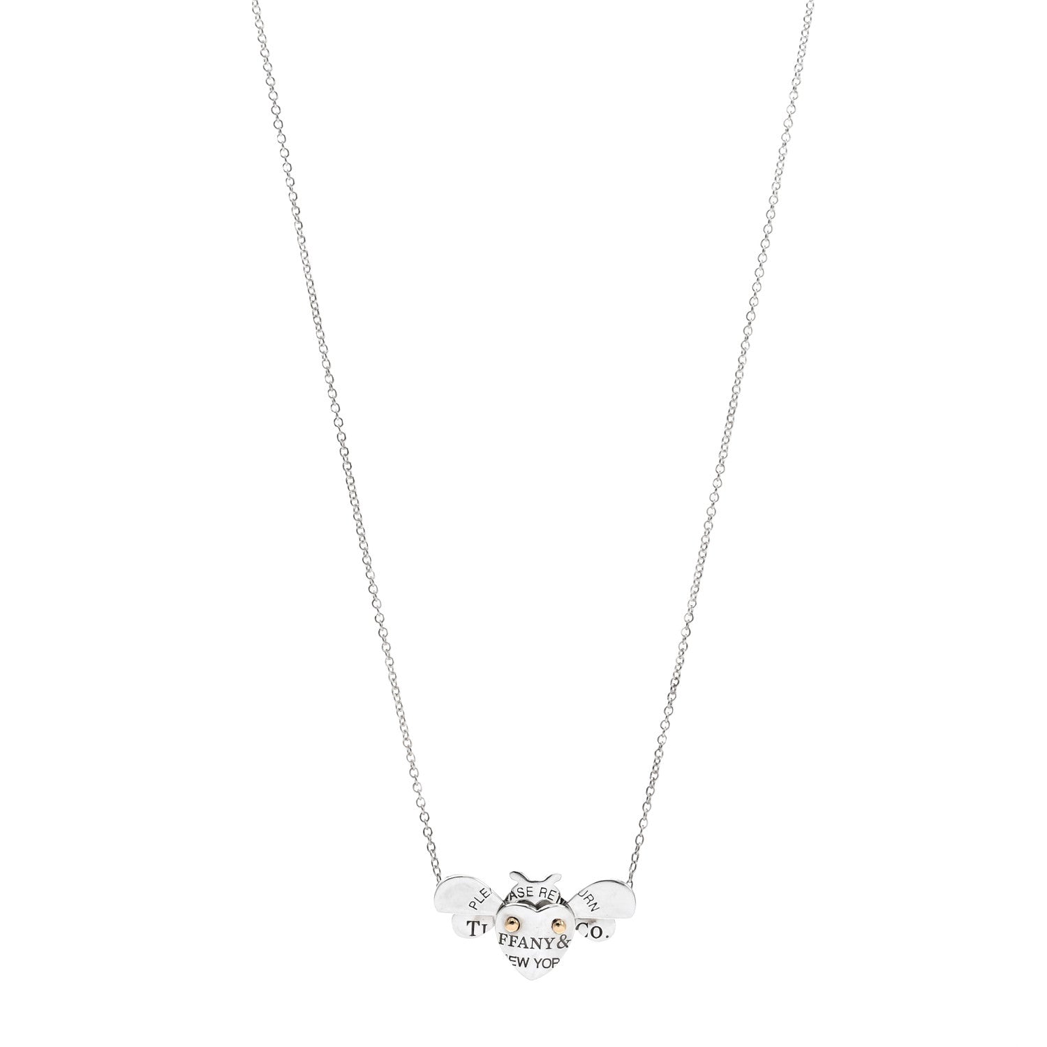 Tiffany Sterling Silver 18K Yellow Gold Return to Tiffany Love Bugs Bee Pendant Necklace 1 of 5