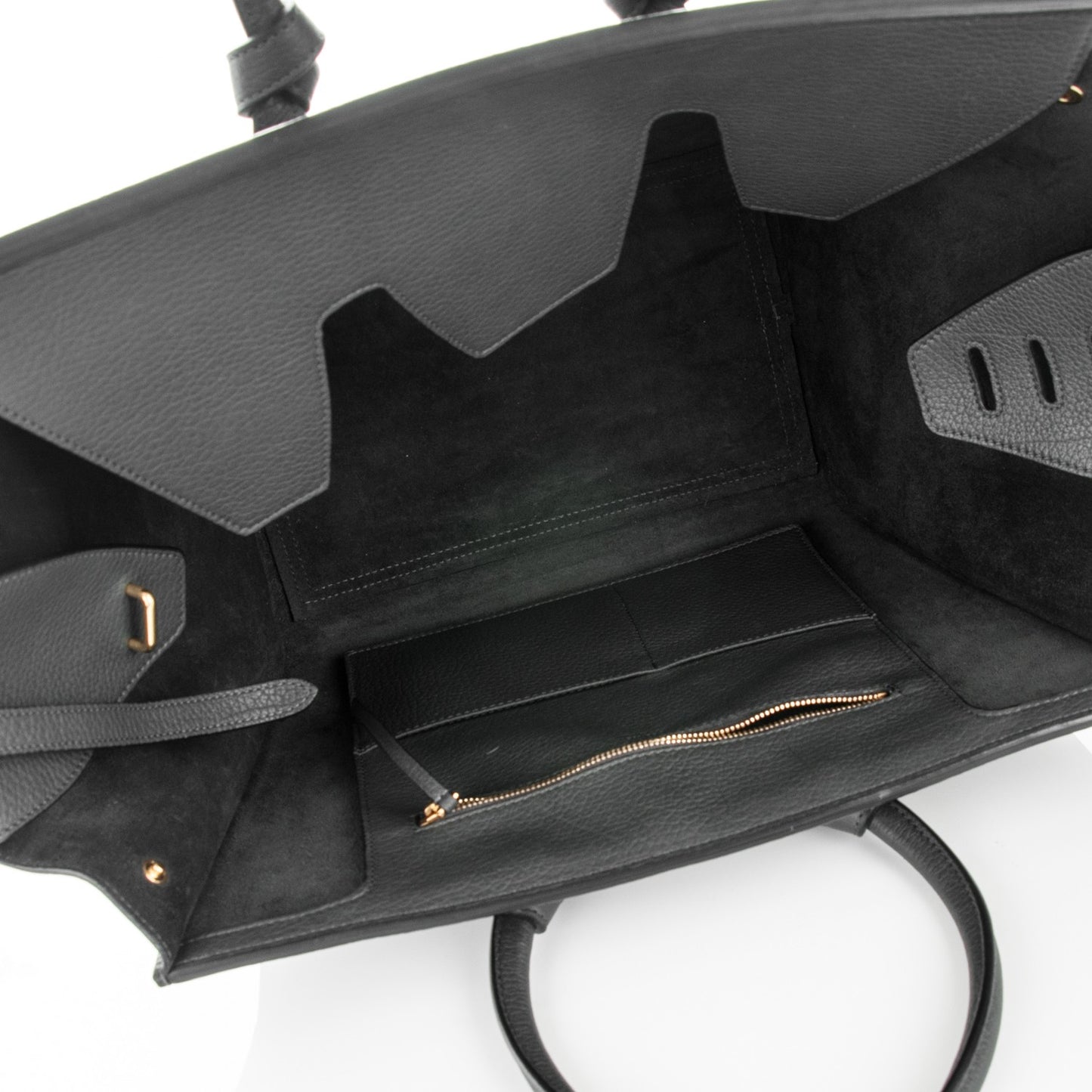 Crisped Calfskin Tie Knot Small Tote Anthracite