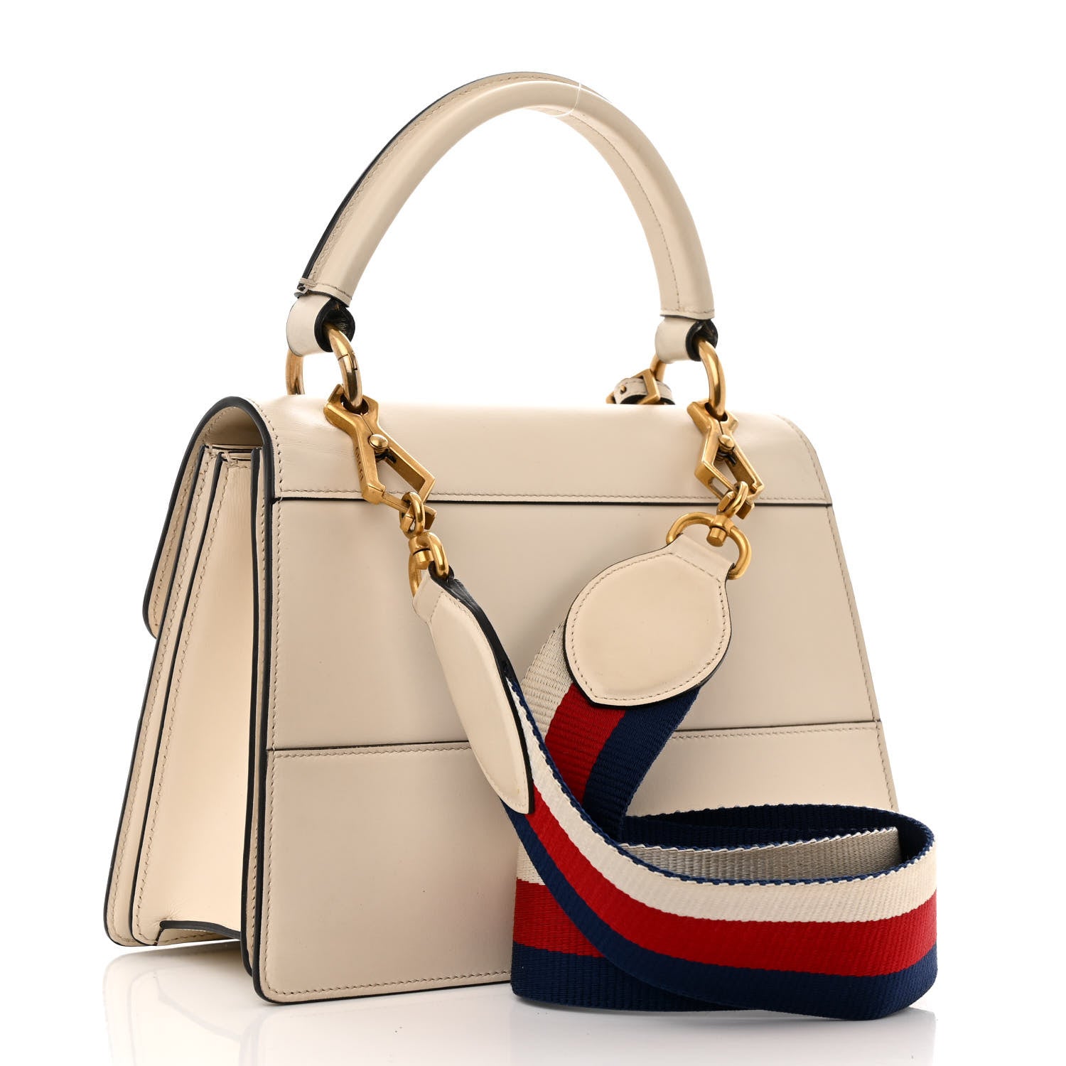 Gucci Calfskin Sylvie Web Small Queen Margaret Top Handle Bag White 3 of 12