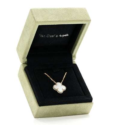 Van Cleef & Arpels 18K Yellow Gold Mother of Pearl Vintage Alhambra Pendant Necklace 6 of 6