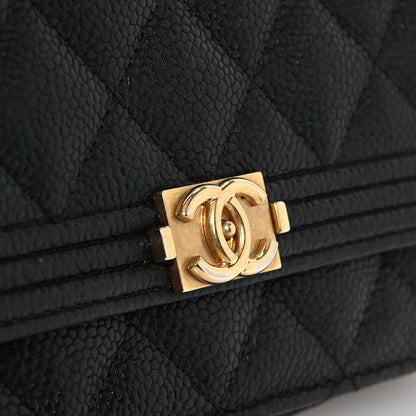 Chanel Caviar Quilted Boy Wallet On Chain WOC Black 17 of 18
