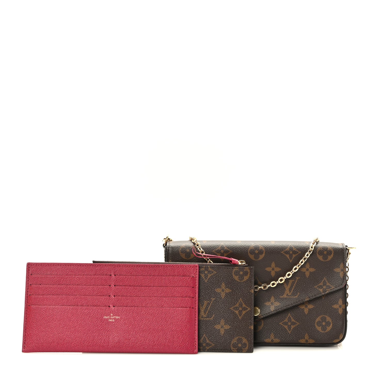 Monogram Pochette Felicie Chain Wallet Fuchsia