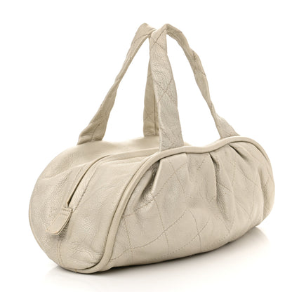 Chanel Metallic Deerskin Stitched Bowler Grey 3 of 12