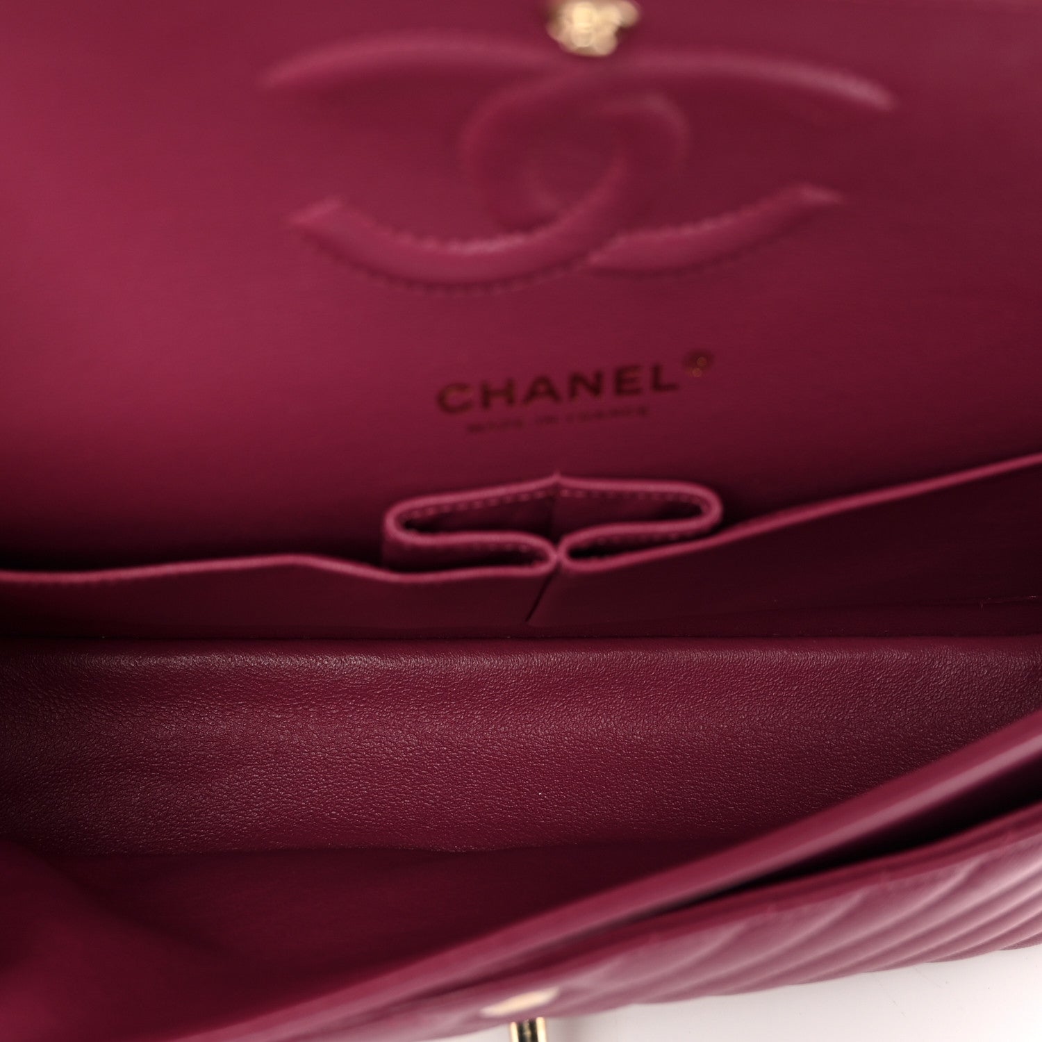 Chanel Lambskin Chevron Quilted Medium Double Flap Dark Pink 6 of 11