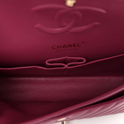 Chanel Lambskin Chevron Quilted Medium Double Flap Dark Pink 6 of 11