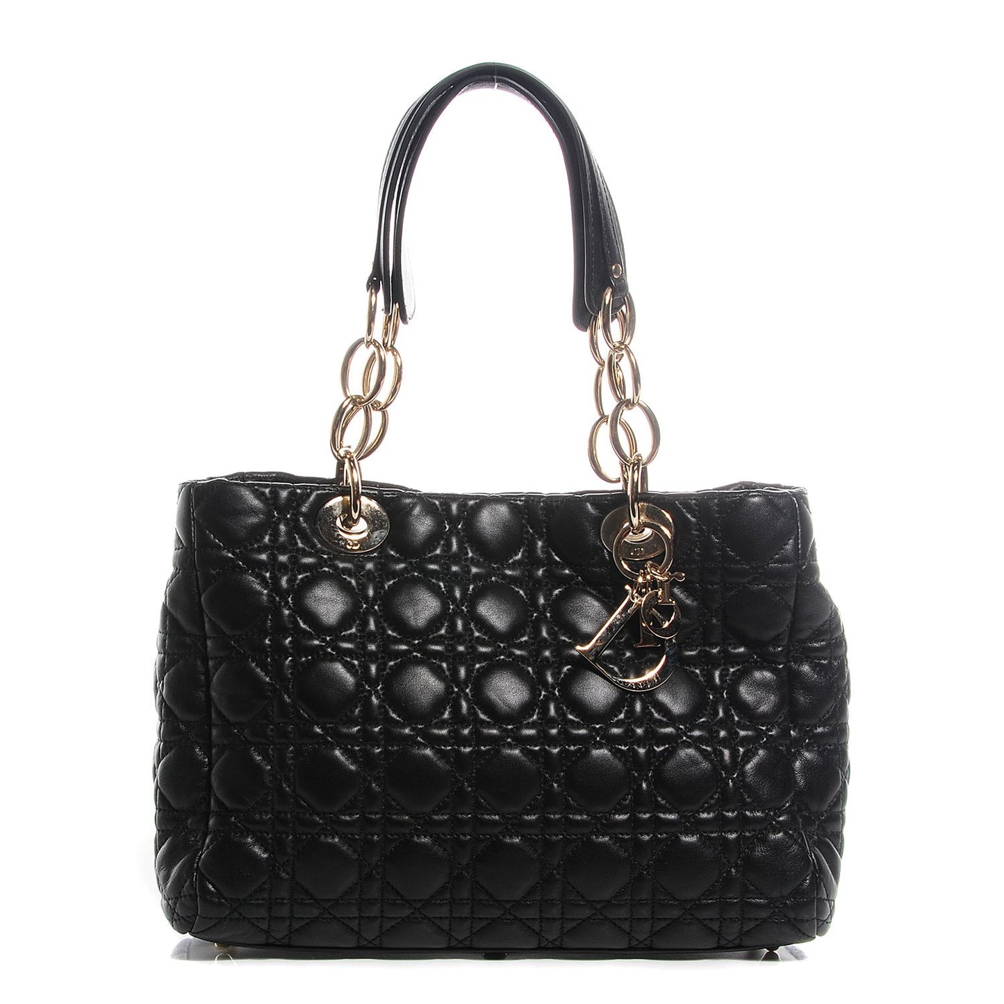 Lambskin Cannage Small Dior Soft Shopping Tote Black