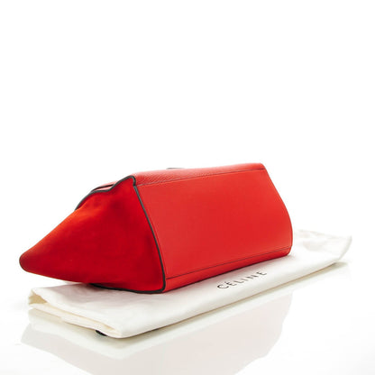 Celine Drummed Calfskin Suede Small Trapeze Coquelicot 4 of 7