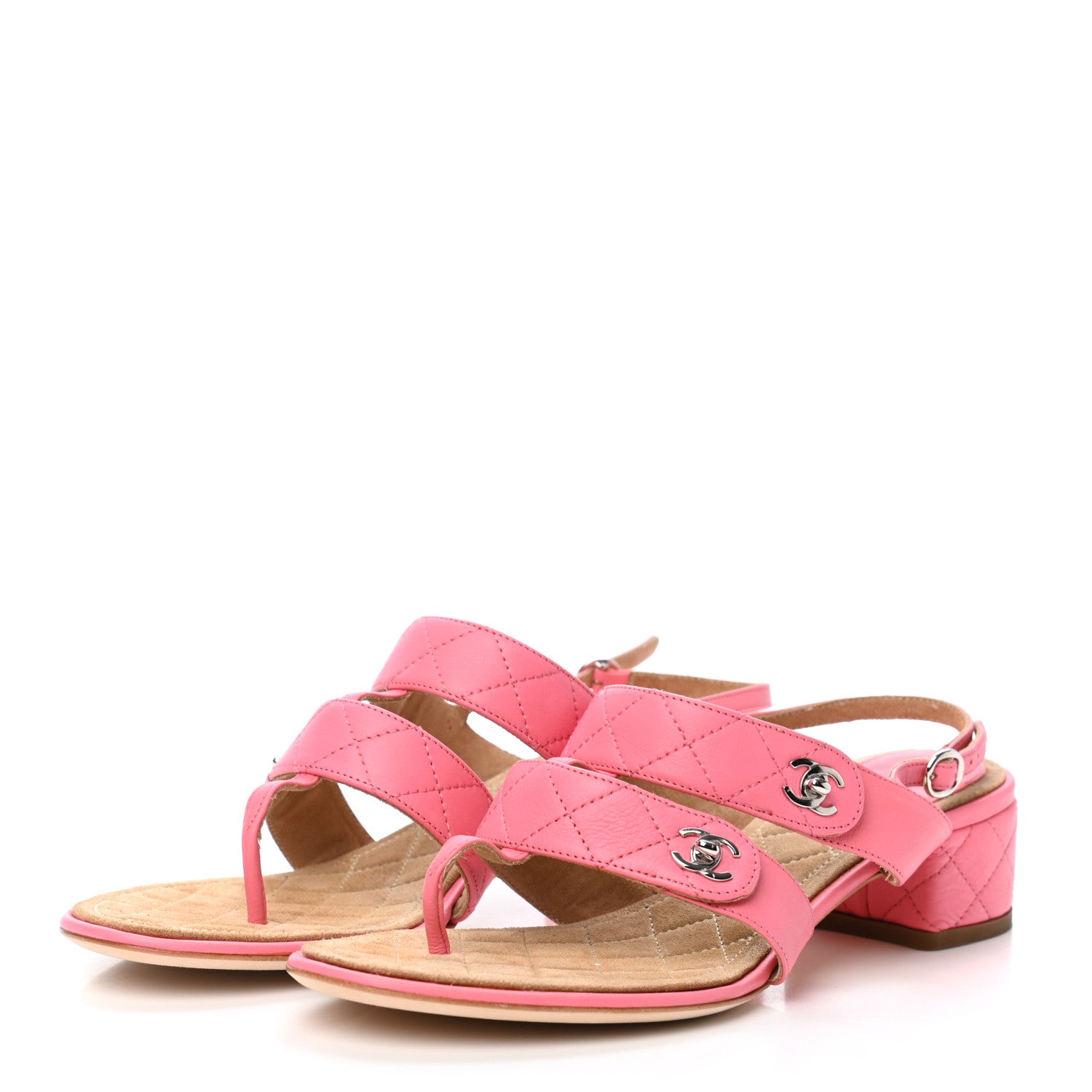 Chanel Lambskin CC Turnlock Sandals 40 Pink 3 of 8