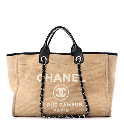 Chanel Canvas Medium Deauville Tote Beige Black 1 of 22