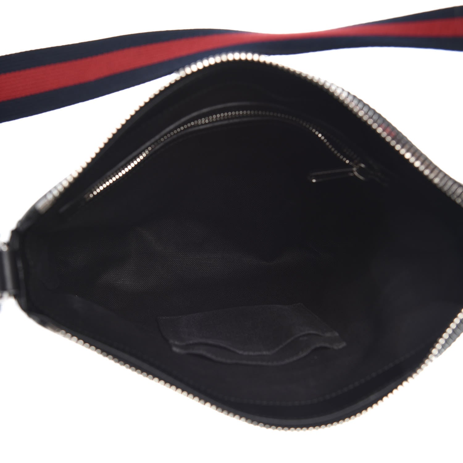 Gucci GG Supreme Monogram Appia Calfskin Web Flat Messenger Bag Black Grey 5 of 7