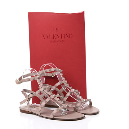 Valentino Garavani Calfskin Monochrome Rockstud Gladiator Flat Sandals 36 Poudre 8 of 8