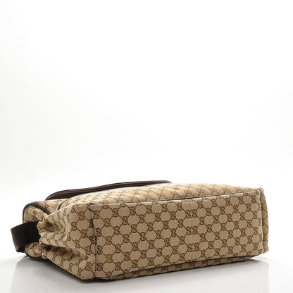 Gucci Monogram Natural Pigskin Large Diaper Bag Beige Ebony Cocoa Dark Chocolate 4 of 8
