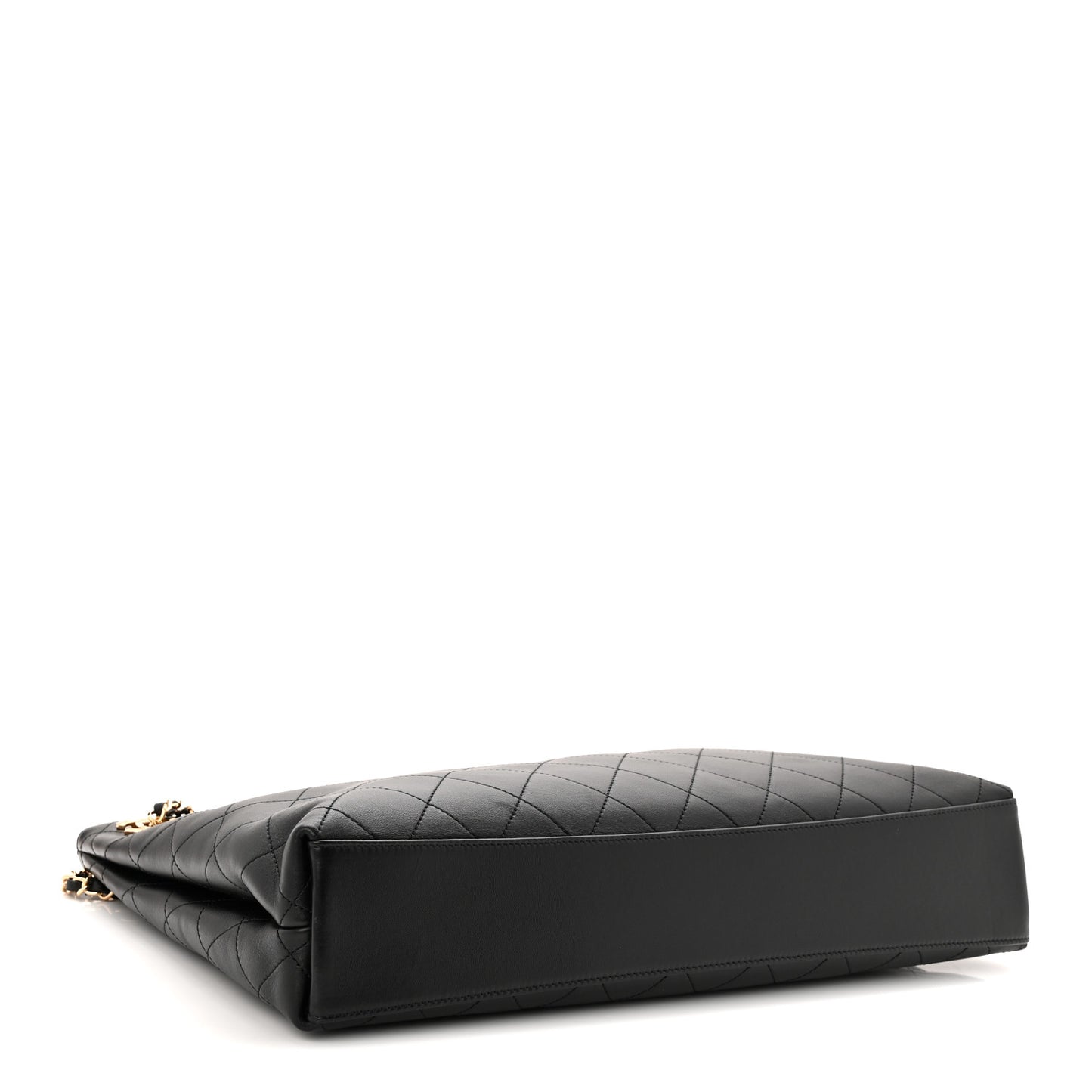 Lambskin Quilted Shopping Tote Black