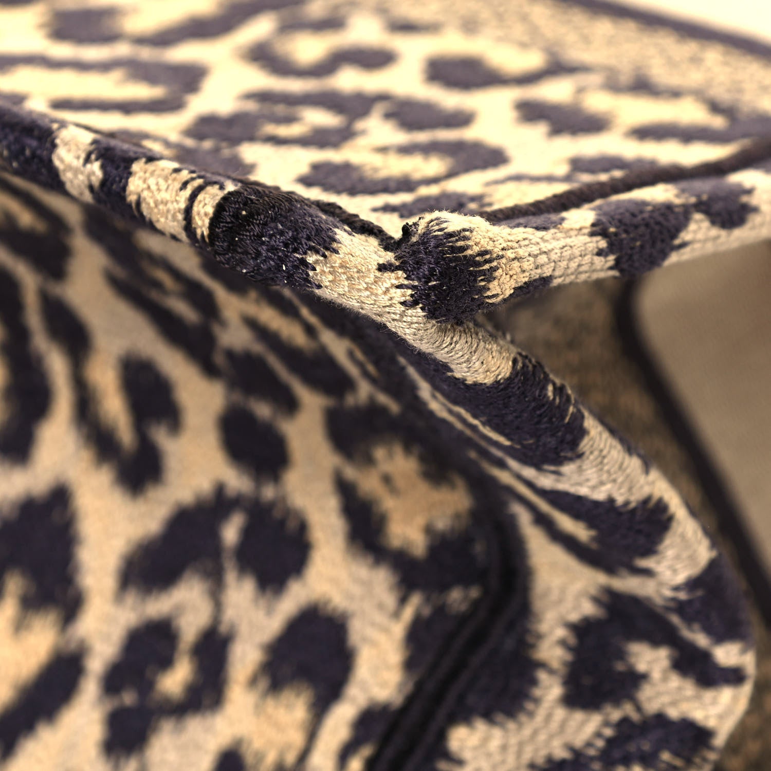 Christian Dior Canvas Mizza Embroidered Medium Leopard Book Tote Beige 10 of 14