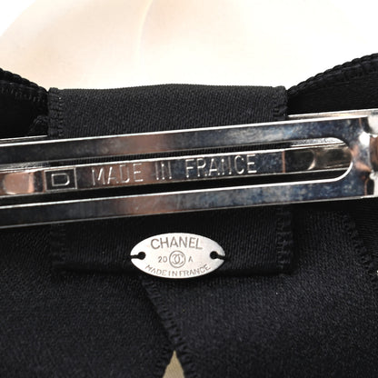 Chanel Satin Camellia CC Hair Clip Barrette White Black 4 of 5