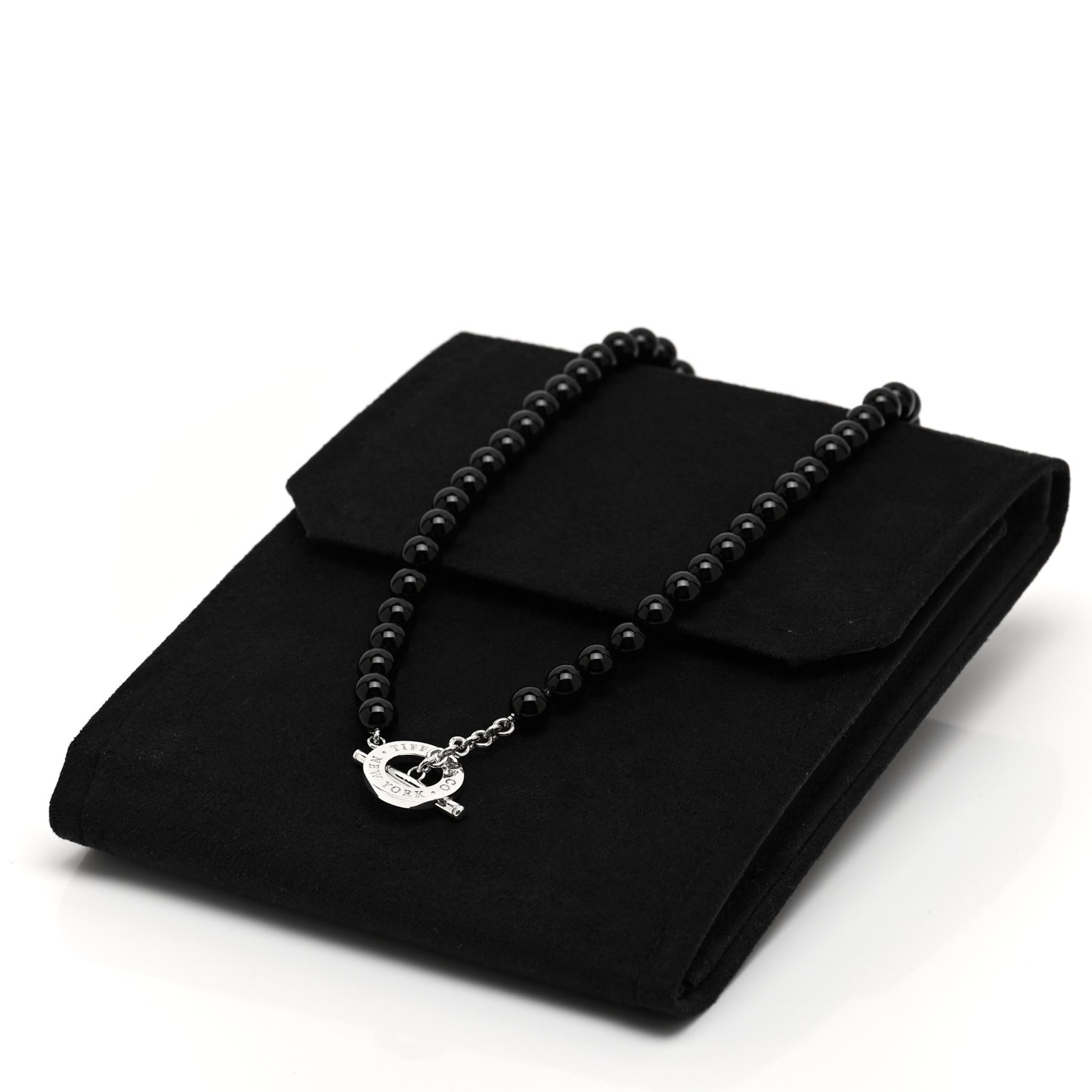 Sterling Silver Black Onyx Bead Toggle Necklace