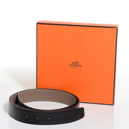 Hermes Box Togo 32mm Belt Strap 110 Black Etoupe 4 of 4