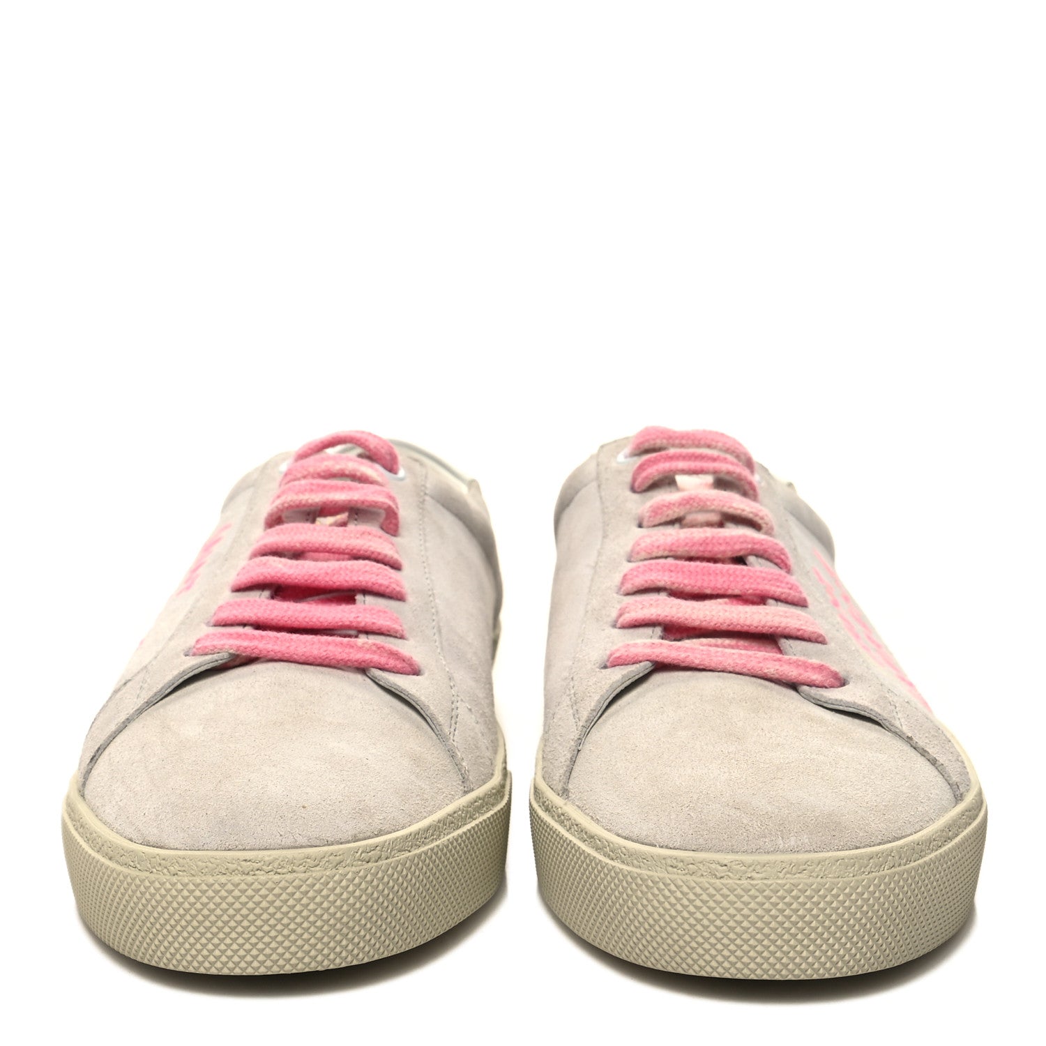 Saint Laurent Distressed Suede Womens Court Classic Sneakers 39 White Pink 2 of 8