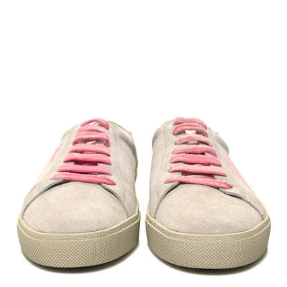 Saint Laurent Distressed Suede Womens Court Classic Sneakers 39 White Pink 2 of 8