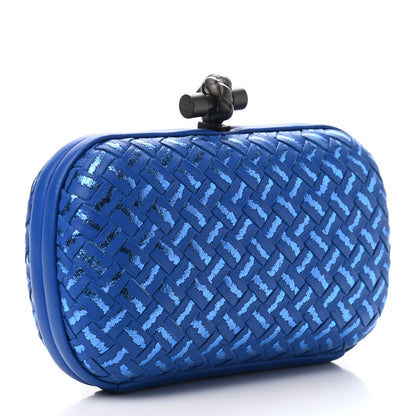 Bottega Veneta Nappa Intrecciato Metallic Placcato Knot Clutch Signal Blue 2 of 4