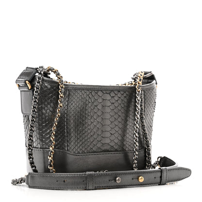 Chanel Metallic Snakeskin Small Gabrielle Hobo Black 3 of 10