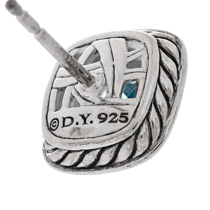 David Yurman Sterling Silver Diamond Blue Topaz 5mm Petite Albion Earrings 4 of 4