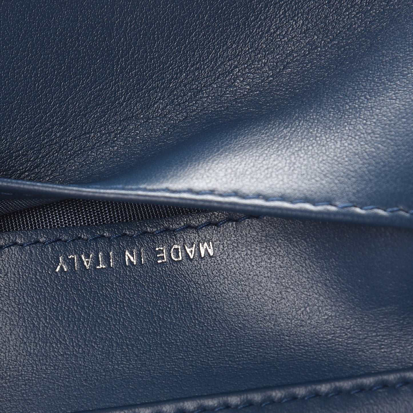 Grained Goatskin Quilted Small Boy Flap Wallet Dark Blue