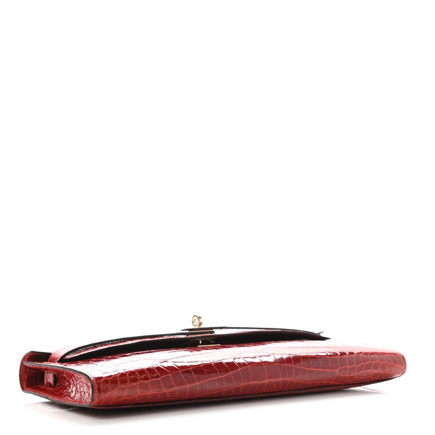 Shiny Niloticus Crocodile Kelly Cut Pochette Rouge H