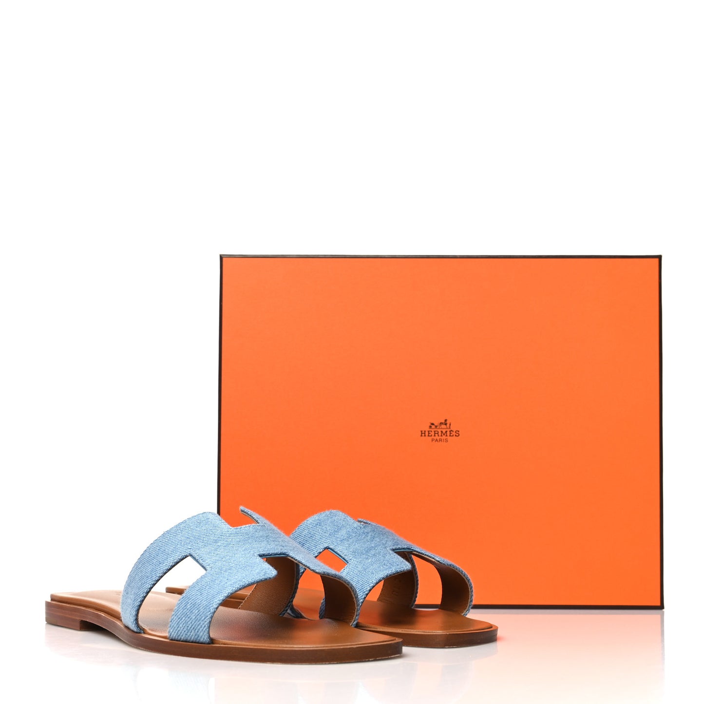 Denim Canvas Oran Sandals 38.5 Bleu Clair