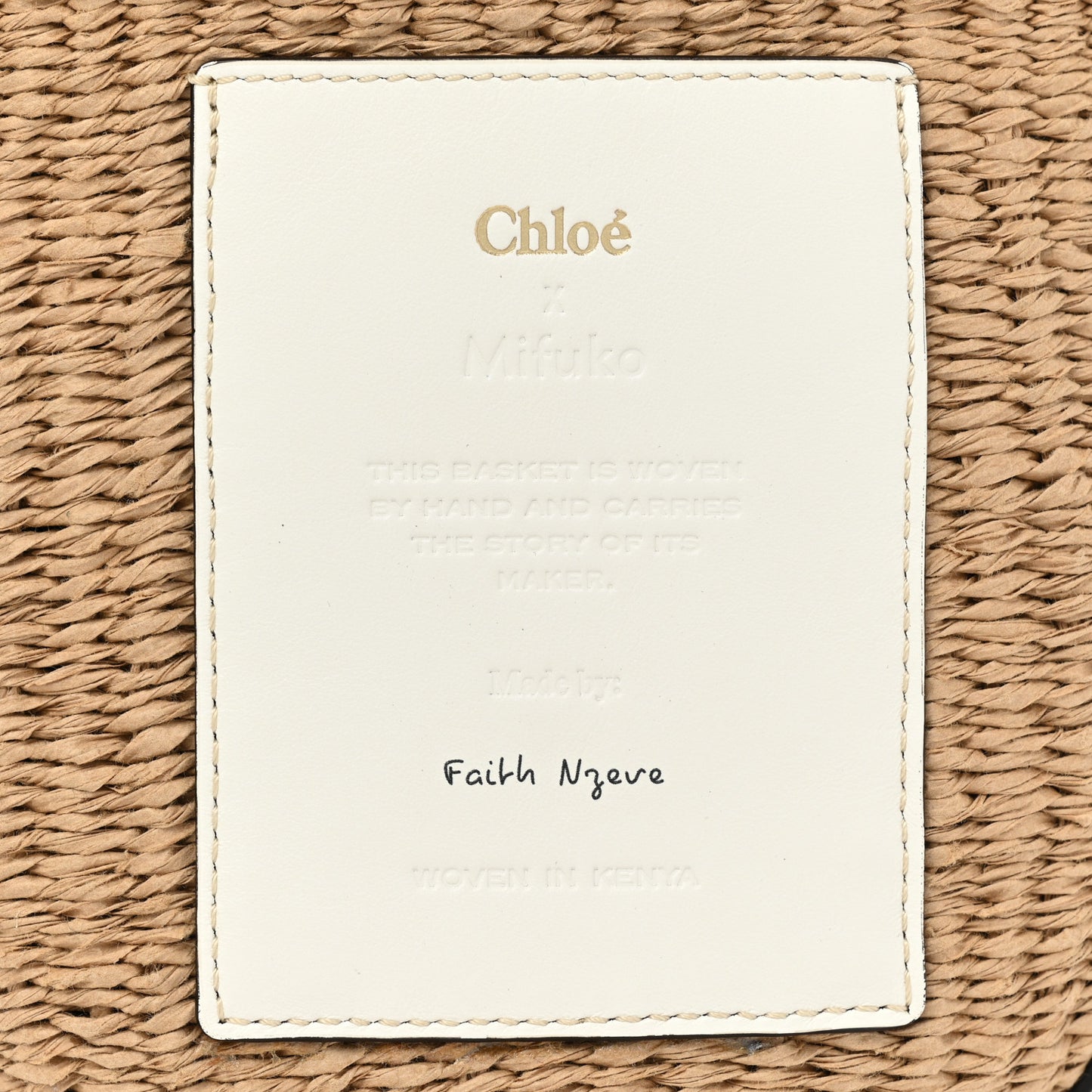Raffia Calfskin Small Basket White
