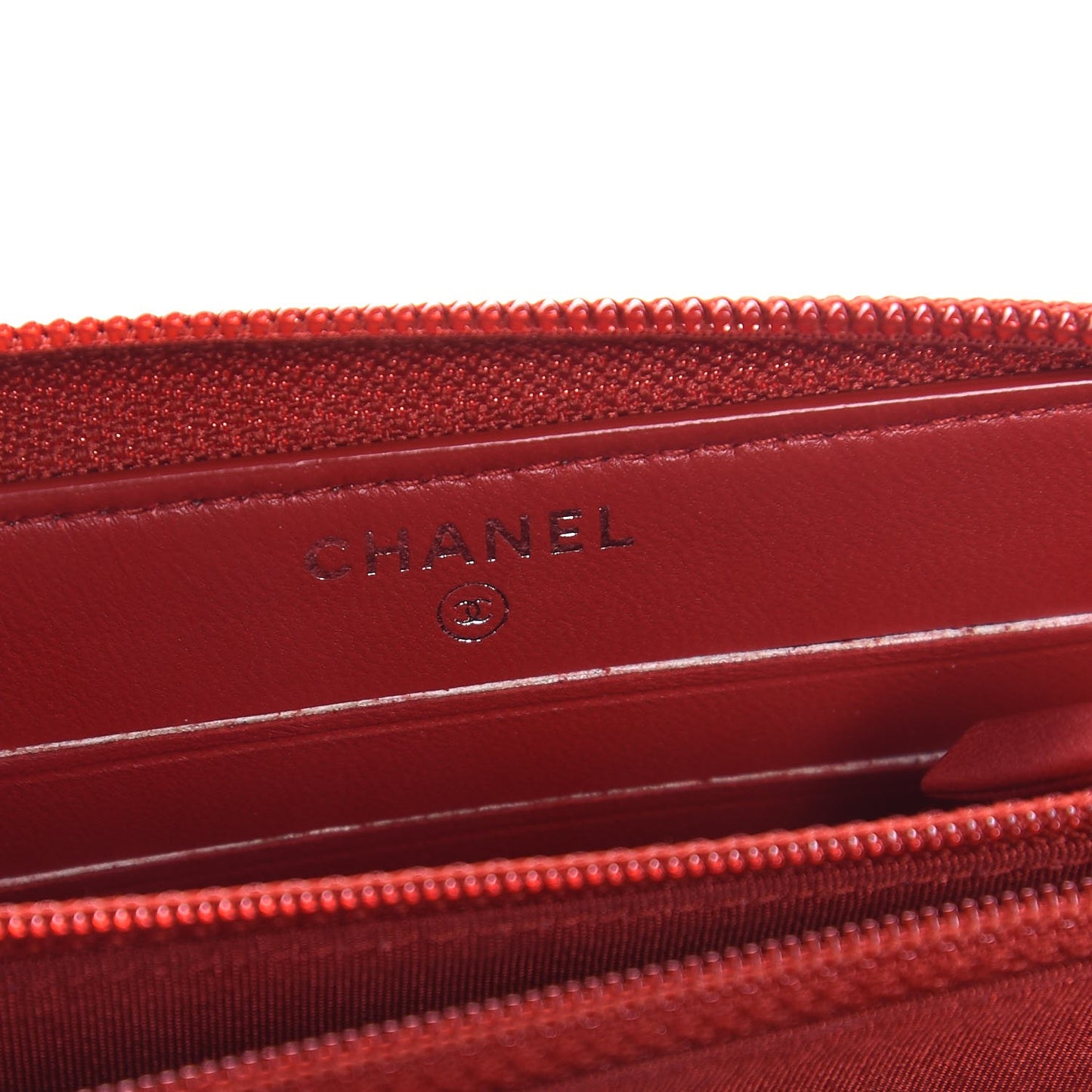 Lambskin Quilted Small Boy Zip Around Wallet Dark Red