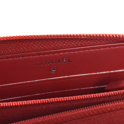 Chanel Lambskin Quilted Small Boy Zip Around Wallet Dark Red 6 of 9