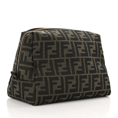 Fendi Fabric Jacquard FF 1974 Medium Trapezoid Beauty Pouch Tobacco Moro Black 3 of 11
