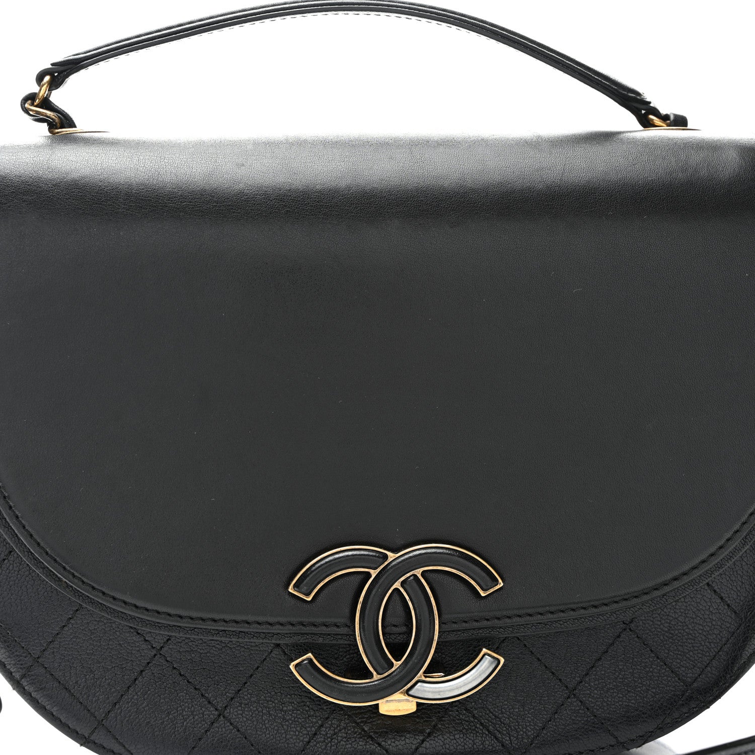 Chanel Shiny Calfskin Goatskin Quilted Medium Coco Curve Messenger Flap Black 8 of 12