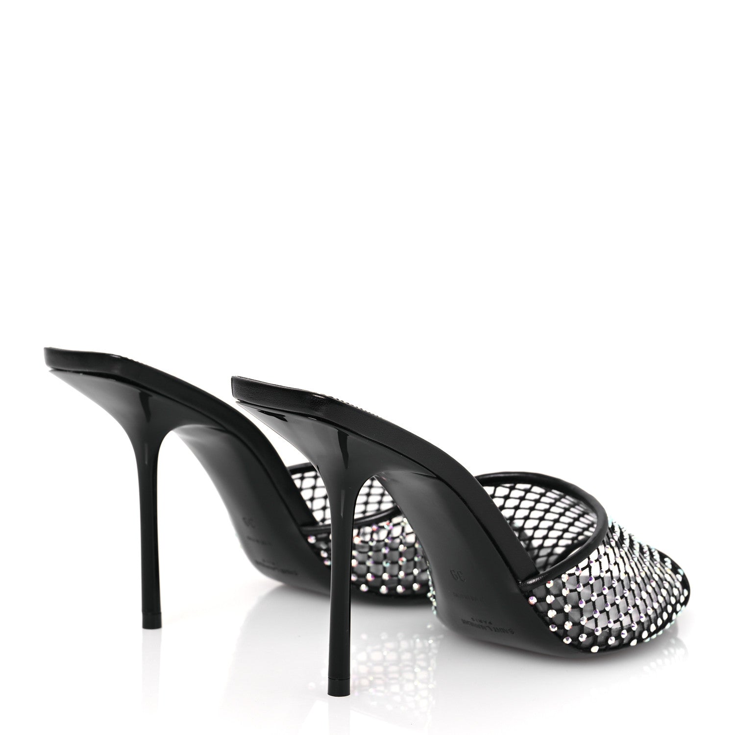 Saint Laurent Mesh Strass Giqua 95 Mule Sandals 39 Black 5 of 12