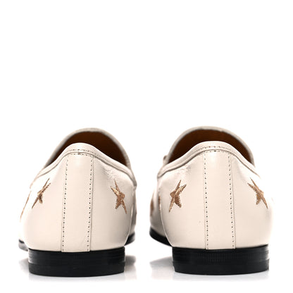 Gucci Goatskin Bee Star Embroidered Womens Jordaan Loafers 36 Mystic White 6 of 11