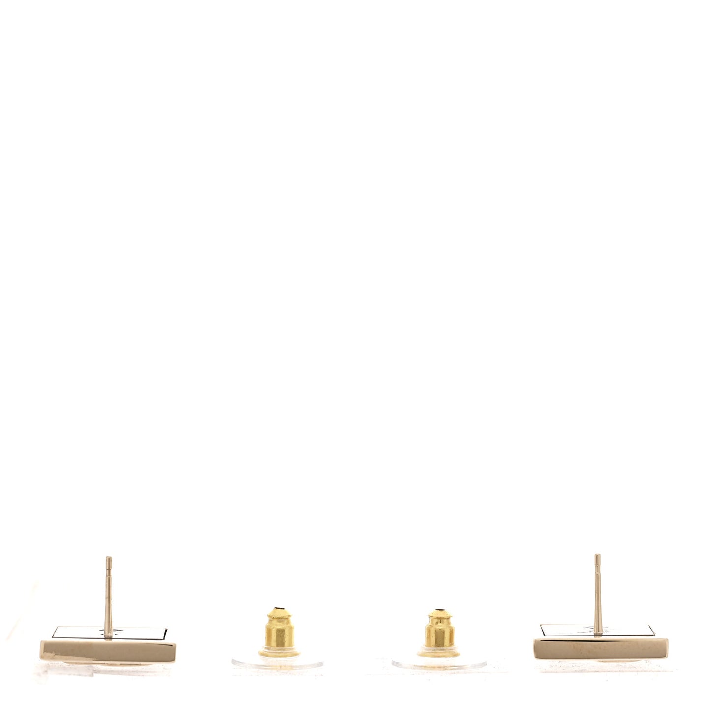 Metal CC Square Earrings Gold Ruthenium