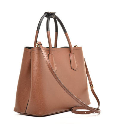 Prada Saffiano Cuir Medium Bi-Color Double Bag Palissandro Black 3 of 8