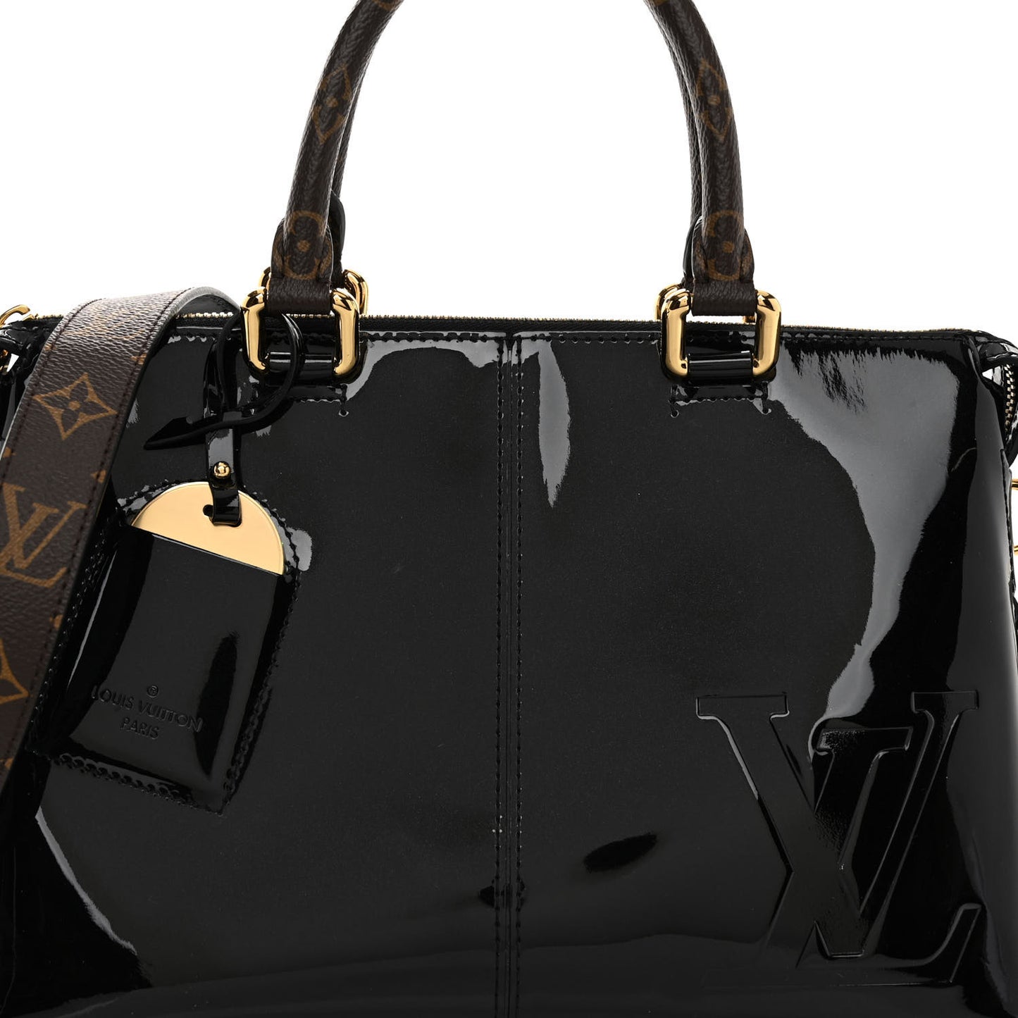Patent Calfskin Miroir Tote Black