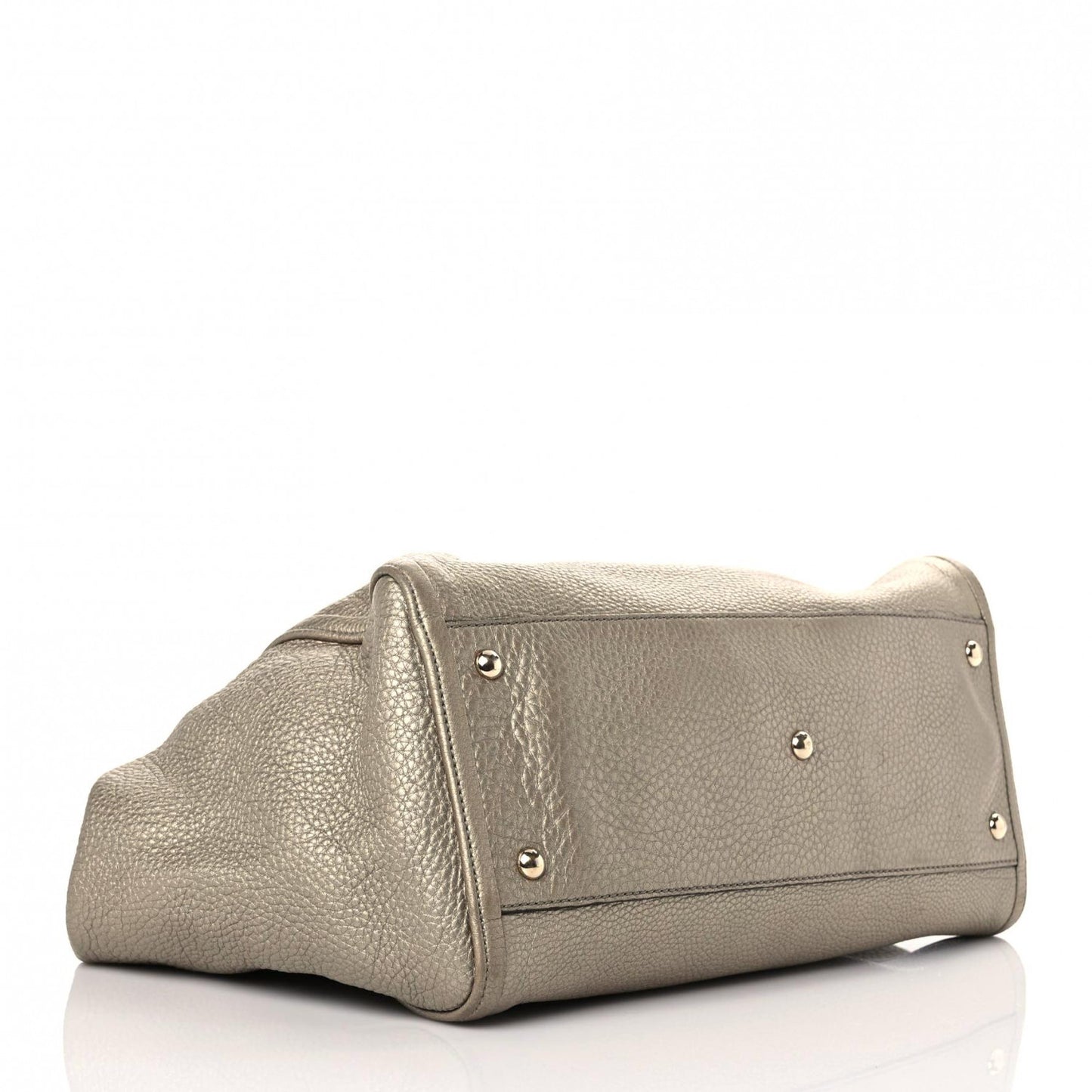 Metallic Pebbled Calfskin Medium Soho Shoulder Bag Golden Beige