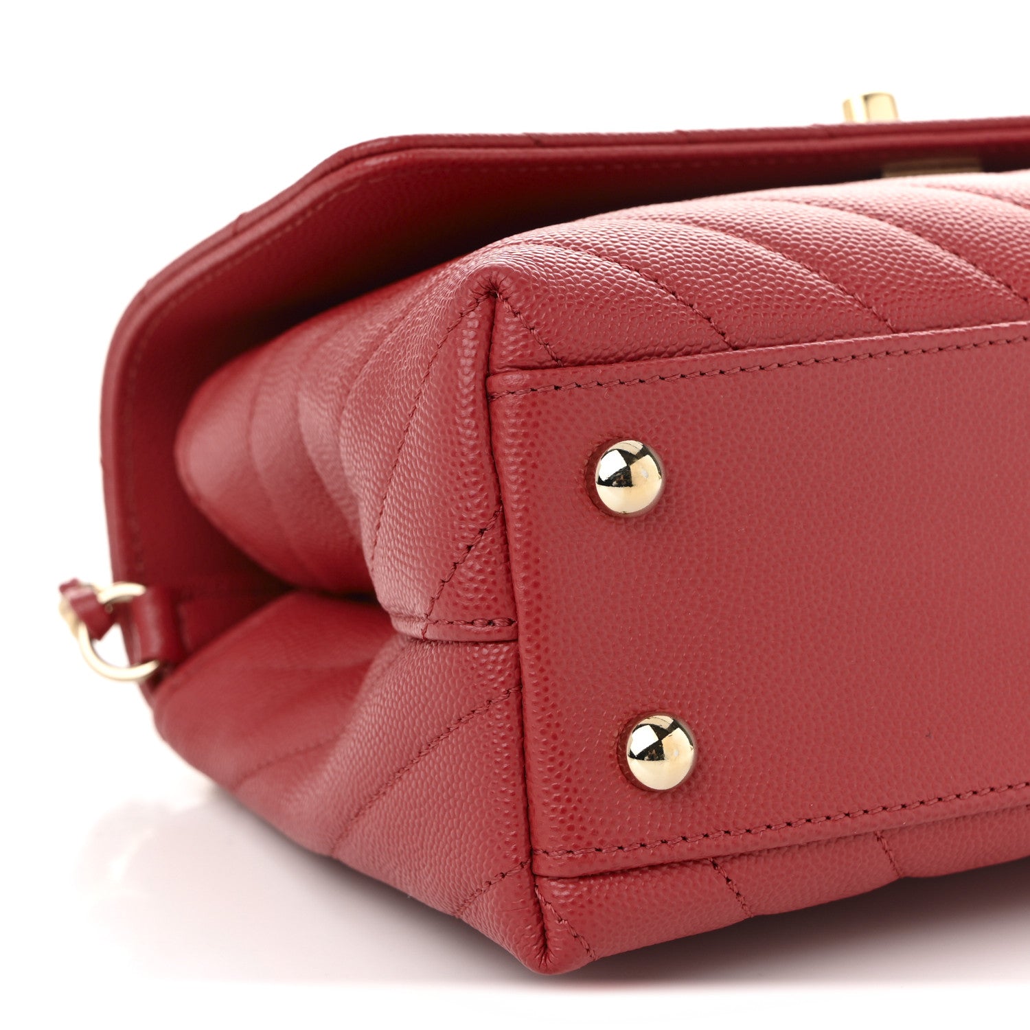Chanel Caviar Chevron Quilted Mini Coco Handle Flap Red 17 of 19